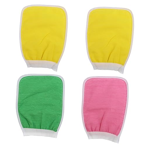 DEARMAMY 4 Stück Körperpeelinghandschuhe Doppelseitige Peeling Mitts für Effektive Hautreinigung für Männer und Geeignet für Hauttypen Zufällige Farbe Zufällige Farbe von DEARMAMY