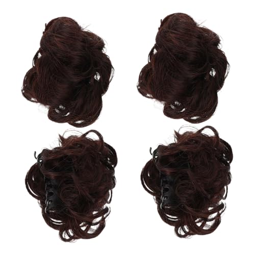 DEARMAMY 4 Stück Kugelkopf griff Haarknotenverlängerungen für Frauen künstlicher Haarknoten Gefälschte Haarclip Clip auf Space Buns Krallenclips für Frauen Hochtemperaturdraht Braun von DEARMAMY
