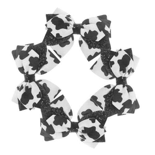 DEARMAMY 4 Stück Kuhschleifen Haarnadelschleifen Für Das Haar Cowgirl Kostüm Haar Accessoires Haarschleifenclip Quaste Rosa Satin Spitzen Förmiges Band Frauen Kuhschleifen Haarspange von DEARMAMY