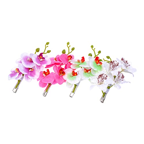 DEARMAMY 4stücke Blumenhaarnadel Künstliche Phalaenopsis Tuch Orchidee Haarschmuck Blüte Haarklammer Für Mädchen Frauen Damen Als Dekoration Für Hochzeit Strand Party Festival von DEARMAMY