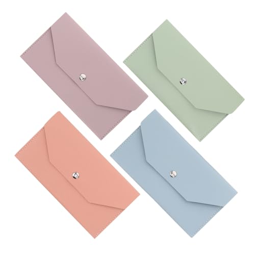 DEARMAMY 4 Stück PU Kunstleder Kartenetui Schlanker Langlebiger Cash Kartenhalter mit Mehreren Fächern Minimalistischer Organizer für Damen und Herren Praktische Geldbörse in Blau Grün von DEARMAMY