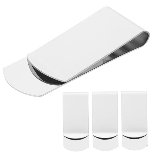 DEARMAMY 4 Stück Paket Wohnung Klares Federmäppchen Geldklammer Geldbörsen Kasse Geld-geldbörse Zwischenablage Quittungshalter-Clip Brieftasche Geldscheinklammer Rostfreier Stahl Silver von DEARMAMY