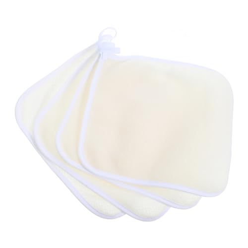 DEARMAMY 4 Stück Peeling-Waschlappen für das Gesicht Körper- und Gesichtspeelingtuch Badetuch mit weicher Webung Massagehandtücher Duschpeeling Badetücher extra groß Mesh-Badetuch PSA Beige von DEARMAMY
