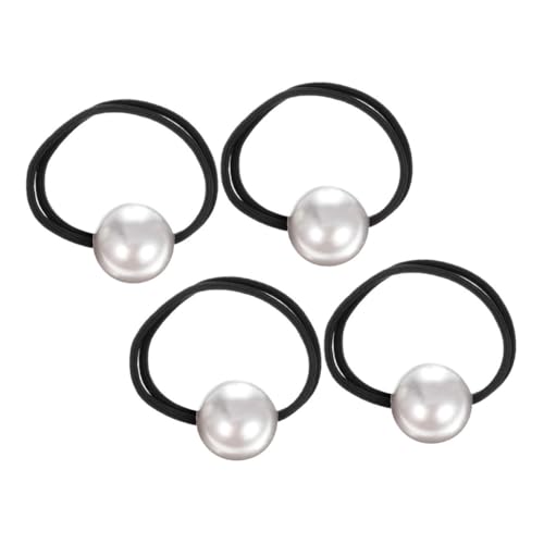 DEARMAMY 4 Stück Perle Haargummi perlen haargummi Haarband mit Perlen Stilvolles Haargummi mit Perlen Mädchen Haarperlen lockig Haargummis Perlen-Pferdeschwanz-Halter Anti-Perle Grey von DEARMAMY