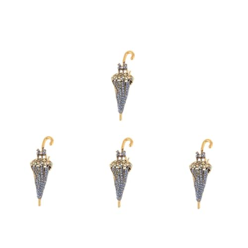 DEARMAMY 4 Stück Regenschirm Brosche Geschenktüten mit Kartenhalter Strass-Anstecknadel Kinderspielzeug Besondere Brosche Vintage Brosche Regenschirm-Anstecknadel Schalnadel Diamant Blue von DEARMAMY