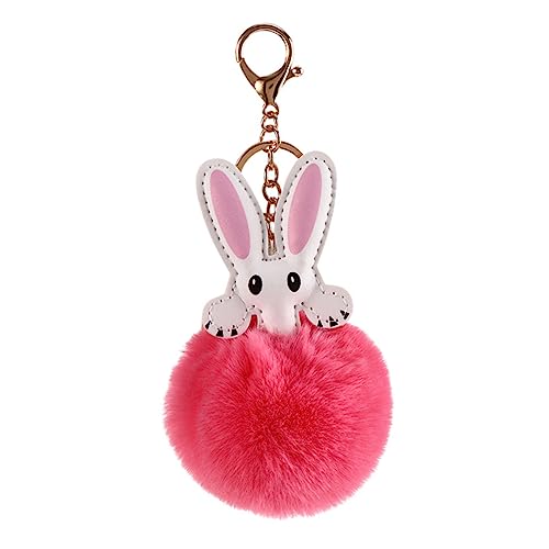 DEARMAMY 4stücke Niedliche Kaninchen Haarball Schlüsselanhänger Langer Ohr-schlüsselanhänger Für Auto Und Tasche Für Ostern Und Geburtstage Farbe Zufällig von DEARMAMY