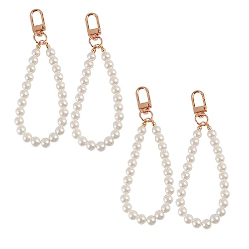 DEARMAMY 4 Stücke Einfache Perlen Tasche Kette Schlüssel Handwerk Schlüssel Karabiner Für Schlüsselanhänger Ringe Weiß von DEARMAMY