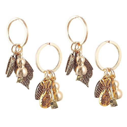 DEARMAMY 4 Stück Schlüsselanhänger Schlüsselhalter Fürs Auto Schlüssel Quasten Kunsthandwerk Aus Messing Geburtstagsgeschenk Schlüsselhalterverzierung Golden Kupfer von DEARMAMY