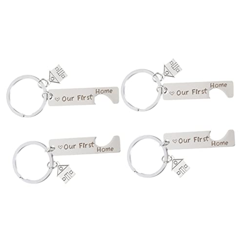 DEARMAMY Einzigartiger Schlüsselanhänger „neues Zuhause“ 4er-Set Robuster Schlüsselanhänger Aus Edelstahl Weihnachten Einweihungsparty von DEARMAMY