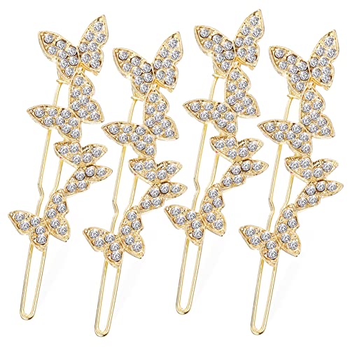 DEARMAMY 4 Stück Schmetterlings-haarspange Clips Für Haare Haarklammern Vintage Hair Accessoires Haarschmuck Für Frauen Haarzubehör Haarspangen Mit Strass Hübsche Haarspangen Metall von DEARMAMY