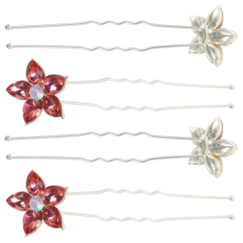 DEARMAMY 4stücke Haargabeln Mit Strass Für Hochzeiten Brautschmuck Haarnadeln Für Frauen Und Mädchen Blumen-haarknotengabeln Strass-haarstäbe von DEARMAMY