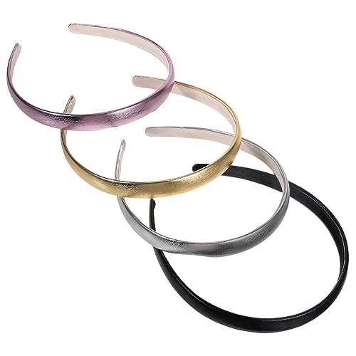 DEARMAMY 4 Stück Stylische Damen Stirnbänder im Imitiertes Leder Haarschmuck für Verschiedene Anlässe Vielseitig Einsetzbar von DEARMAMY