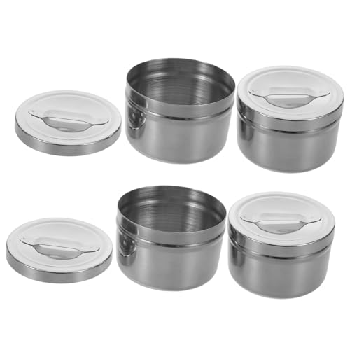 DEARMAMY 4 Stück Teiliges Edelstahl Cotton Pad Organizer mit Deckel und Griff X Aufbewahrungsbehälter für Wattestäbchen und Baumwollpads Feuchtigkeitsgeschützt Hygienisch Langlebig für Bad von DEARMAMY