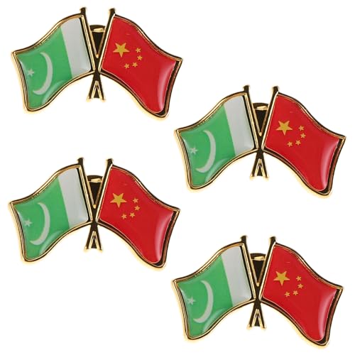 DEARMAMY 4 Stück Teiliges Flaggen anstecknadeln Pakistan China Freundschaft Langlebige Metall broschen mit Sicherem Verschluss Dekorative Abzeichen für Kleidung Jacken Rucksäcke Hüte von DEARMAMY