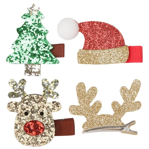 DEARMAMY 4 Stück Teiliges Haarklammern Weihnachtsstil Leichte Haarschmuck mit Festlichem Design Sichere und Langlebige Haarspangen für Mädchen Party und Alltag von DEARMAMY