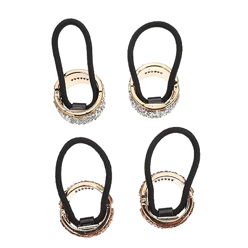 DEARMAMY 4stücke Pferdeschwanz-manschette Haarringschnalle Frühlings-haarring Haarschmuck Frauen-kopfschmuck Strass Haar Ring Schnalle Haar Ornament von DEARMAMY
