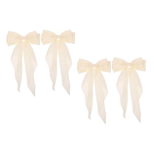 DEARMAMY 4stücke Haarschleifen Für Damen Und Mädchen Schleifenclip Mit Druckknopf Weiche Stoffschleifen Fließendes Band Für Sommeroutfits Und Partys von DEARMAMY
