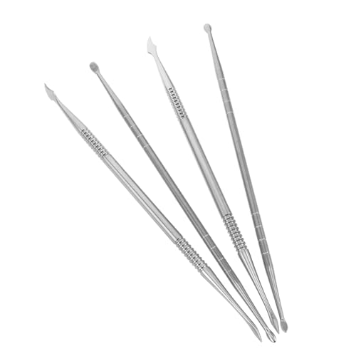 DEARMAMY 4 Stück Teiliges Metall Nail Art Dotting Werkzeug Doppelseitiger Uv Gel Carving Pen für DIY Maniküre Modellierung Malen und Skulptur Leicht und Tragbar für Kreative Nail Art und von DEARMAMY