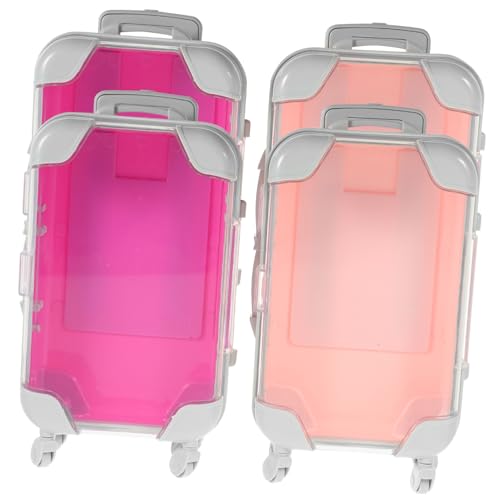 DEARMAMY 4 Stück Teiliges Mini Makeup Koffer Klein Leicht Kompakt Reise Kosmetik Organizer Tragbar für Unterwegs Rosa von DEARMAMY