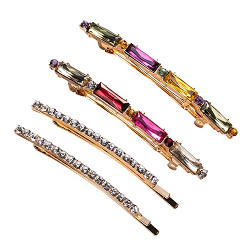 DEARMAMY 4 Stück Teiliges Set Farbenfrohe Haarklammern mit Funkelnden Diamanten für Damen Stilvolle Haarspangen für Looks für Hochzeiten und Besondere Anlässe von DEARMAMY