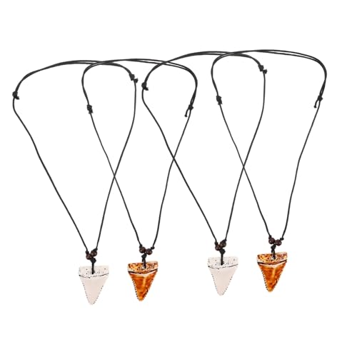 DEARMAMY 4 Stück Teiliges Shark Tooth Necklace für Herren Verstellbare Surferkette mit Hawaiianischem Strandstil Naturinspiriertes Design Robustes Bone-pendant Andenken für Abenteuer und von DEARMAMY