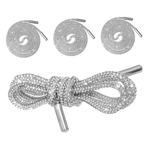 DEARMAMY 4 Stück Teiliges Strass Schnürsenkel Glitzer Schnürbänder mit Funkelnden Rhinestones für Sneaker Damen Schuhschmuck Modische Schnürsenkel für Party und Alltag von DEARMAMY