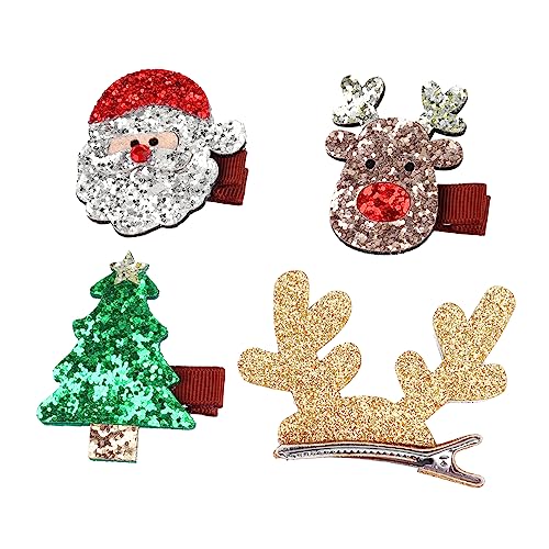 DEARMAMY 4 Stück Teiliges Weihnachts Haarclip für Mädchen Bunte Pailletten Haarnadeln Umweltfreundlich Langlebig Festliche Kinderhaarschmuck für Weihnachten Party Hochzeit Geschenkidee von DEARMAMY