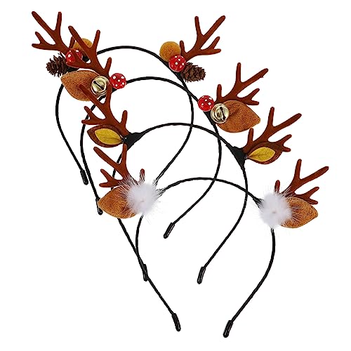 DEARMAMY 4 Stück Teiliges Weihnachts Haarreif mit Cartoon Rentier Geweih Leichtes Weiches Material Modisches Party Kopfschmuck für Mädchen Geeignet für Weihnachten Geburtstag und Cosplay von DEARMAMY