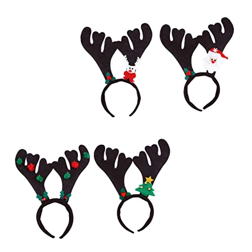 DEARMAMY 4 Stück Teiliges Weihnachts Haarreif mit Rentier Geweih Cartoon Party Haarschmuck Bequeme Kopfbedeckung für Erwachsene Festlicher Kopfschmuck für Weihnachten Zufällige Farbe von DEARMAMY