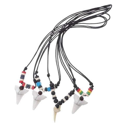 DEARMAMY 4 Stück Verstellbare Haifischzahn Halskette Herren Surfer Schmuck Ocean Anhänger Küstenstil Beach Accessoire für Outdoor und Reise von DEARMAMY