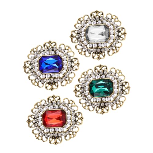 DEARMAMY 4 Stück Vintage Broschen für Damen Legierungsbroschen mit Strass und Perlen Retro Schmuckset als Braut-ansteckblumen für Hochzeitskleider Vielseitige Corsage für Festliche Anlässe von DEARMAMY