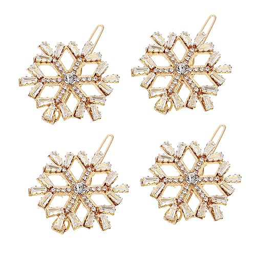 DEARMAMY 4 Stück Weihnachts Haarspangen aus Legierung Schneeflocken Haarclips für Damen Weihnachts Haaraccessoires für von DEARMAMY