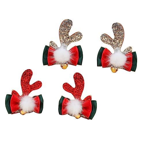 DEARMAMY 4 Stück Weihnachtshaarspangen Schleifenhaar Weihnachtsparty Haarspange Zubehörclips Haarschmuck Weihnachtshaarnadel Haarspange Für Weihnachten Mädchen Haarspange Stoff Colorful von DEARMAMY