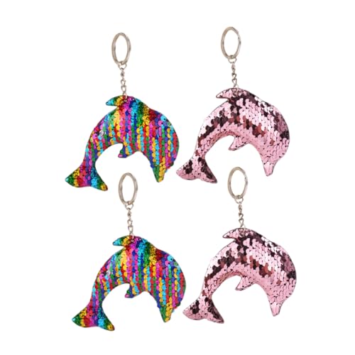 DEARMAMY 4 Stück Delphin-schlüsselanhänger Mit Pailletten Taschen-schlüsselhalter Hängender Schlüsselanhänger Für Auto Modisch Geburtstag Weihnachten von DEARMAMY