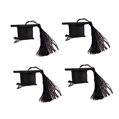 DEARMAMY 4 Stück promovierter Kopfschmuck Abschluss Junggesellenmütze Hüte für Frauen Quaste Hut Haarspange Doktor-Clip Doktor Haarspange Black von DEARMAMY