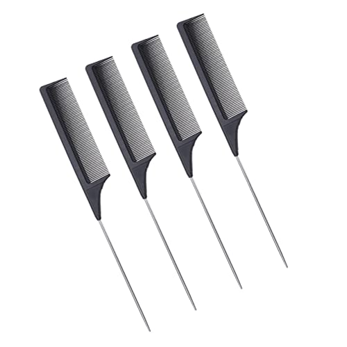 DEARMAMY 4 Stücke Kamm Männer Ratte Pinsel Barber Tool Haar Styling Werkzeug Carbon Faser Schwarz von DEARMAMY