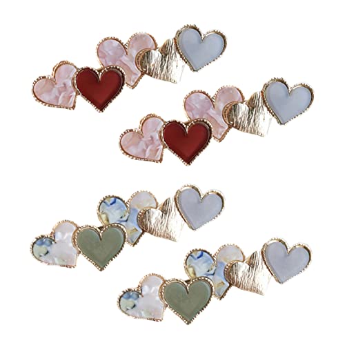 DEARMAMY 4 Stücke Liebe Haarnadel Frauen Herz Kleine Haar Clip Billed Design Barrettes Elegante Ente Clips Gold Haar Zubehör Haar Pin Acetat Blatt von DEARMAMY
