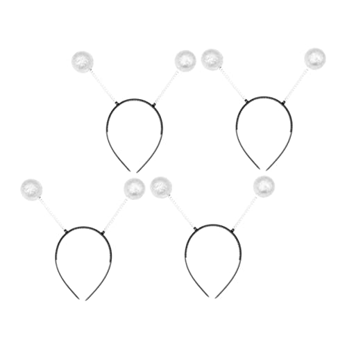 DEARMAMY 4 Stücke Lustige Haarbänder mit Bällen Atmungsaktive Kopfbedeckung für Mädchen Modischer Kostümschmuck für Karneval Feste und Partys Langlebiges und Sicheres Material von DEARMAMY