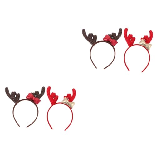 DEARMAMY 4 Teiliges Weihnachts Haarband mit Rentier Geweih und Schleife Festliches Haarreif Accessoire für Damen und Passend Langlebig für Weihnachtsfeier und Karneval von DEARMAMY