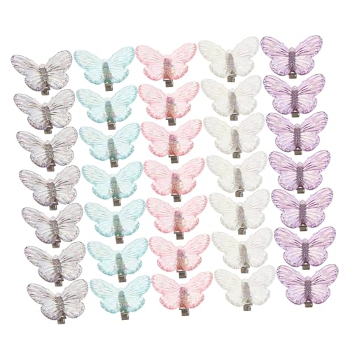 DEARMAMY 40 Stück Teiliges Mini Schmetterling Haarspangen Bunte Glitzernde Haarklammern für Frauen und Mädchen Langlebige Leichte Seiten Ponyclips Geeignet für Alltag Party und Schule von DEARMAMY