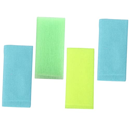 DEARMAMY 4Stücke Peeling Badetuch Nylon Duschhandtücher für Sanfte Hautreinigung Effektive Körperwäscher für Nacken und Schultern Platzsparend und Hautschonend Vielseitig von DEARMAMY