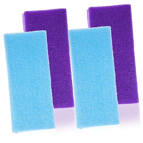 DEARMAMY 4Stücke Peeling Badetücher aus Nylon Exfolierende Waschlappen für Sanfte Hautreinigung Abgestorbene Hautentfernung für Badezimmer Leicht und Tragbar für Reisen von DEARMAMY