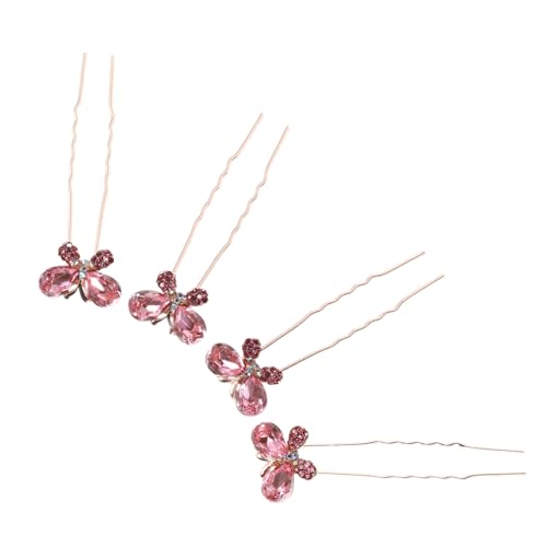 DEARMAMY 4pcs U-förmige Strass Schmetterling Haarnadel Dekorative Haarzubehör Girls Hair Clip Brauthaarstick Hochzeit Haarstifte Haarschmuck Für Partys Haare Fork von DEARMAMY