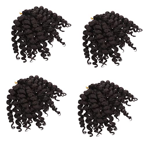 DEARMAMY 4stücke Frühlingshaar Häkelzöpfe Kurze Bob Lockige Haarverlängerung Für Frauen Synthetische Zöpfe Häkel-flechthaar Gefälschtes Lockiges Haar von DEARMAMY