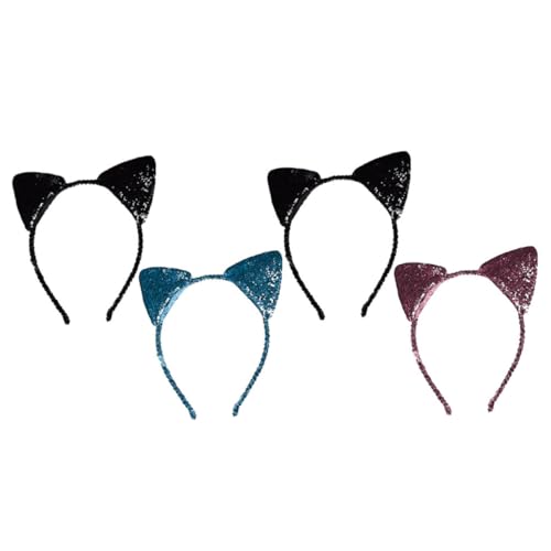 DEARMAMY 4stücke Haarreif Für Bühnenauftritte Katzenohr-haarreif Kopfbedeckung Für Mädchen Foto-haar-requisiten Katzen-cosplay-haarbänder Kreative Haarreifen Party-foto-requisiten von DEARMAMY