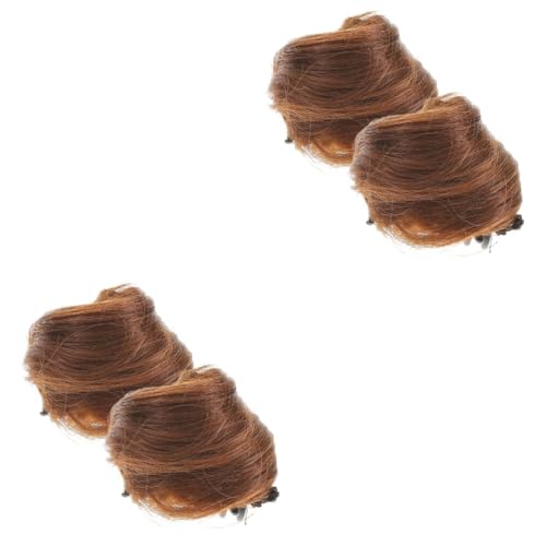 DEARMAMY 4stücke Katzenohren Dutt Haarteil Synthetische Chignon Extensions Mit Clip Für Unordentliche Hochsteckfrisuren Für Cosplay Partys Und Alltag von DEARMAMY