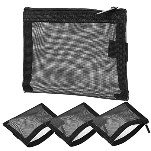 DEARMAMY 4stücke Kleine Kosmetiktaschen Aus Netzstoff Puderquastentaschen Make-up-Taschen Mit Reißverschluss Lippenstift-tragetaschen Reisetaschen Für Damen von DEARMAMY