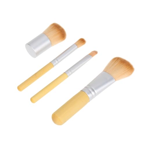 DEARMAMY 4stücke Kosmetikpinselset Mit Bambusgriff Und Borsten Für Make-up Puder Und Inklusive Leineltasche Für Damen Tägliches Und Professionelles Gebrauch von DEARMAMY