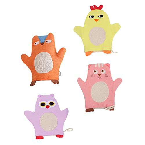 DEARMAMY 4stücke Tierdesign Junge Mädchen-badehandschuhe Multifunktionale Duschhandschuhe Für Zuhause Exfolierende Badetücher Für Sanfte Reinigung Und Spaß Beim Baden von DEARMAMY
