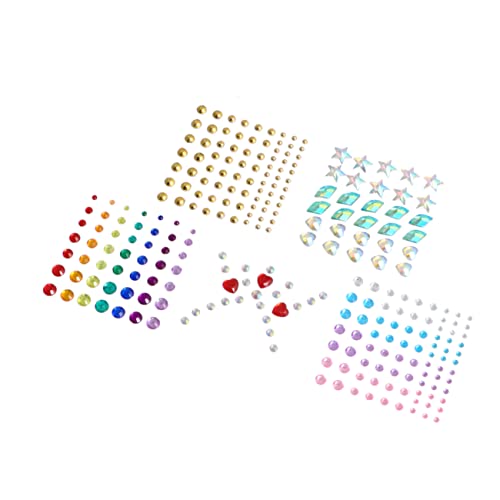 DEARMAMY 5 Blätter Strass-Aufkleber Körperaufkleber Augen Gesicht Edelsteine Gesichtsaufkleber Augen Juwelen Gesichtsschmuck von DEARMAMY